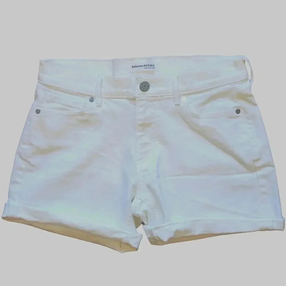 Banana Republic white denim cuffed shorts Size 25